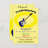 Abbildung des elektrischen Gitarren-Cartoon Einladung (Vorne/Hinten)