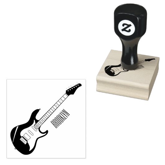 Abbildung des elektrischen Gitarren-Cartoon Gummistempel (Stempel)