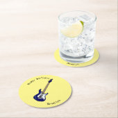 Abbildung des elektrischen Gitarren-Cartoon Runder Pappuntersetzer (Vor Ort)