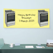 Abbildung des elektrischen Ofens Cartoon Banner (Messe)