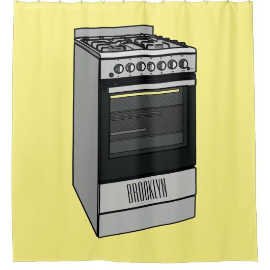 Abbildung des elektrischen Ofens Cartoon Duschvorhang (Vorderseite)