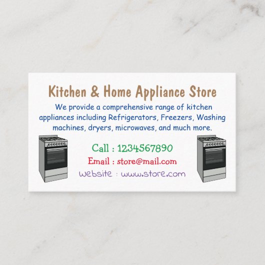 Abbildung des elektrischen Ofens Cartoon Visitenkarte (Vorderseite)