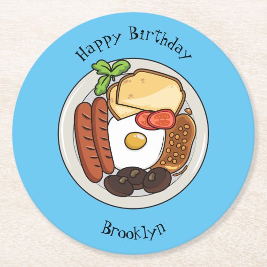 Abbildung des englischen Cartoon Runder Pappuntersetzer (Vorderseite)