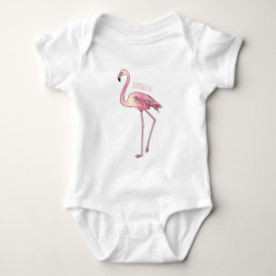 Abbildung des Flamingo-Vogel-Cartoon Baby Strampler