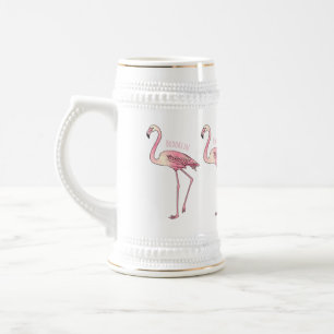 Abbildung des Flamingo-Vogel-Cartoon Bierglas