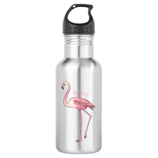 Abbildung des Flamingo-Vogel-Cartoon Edelstahlflasche (Vorderseite)