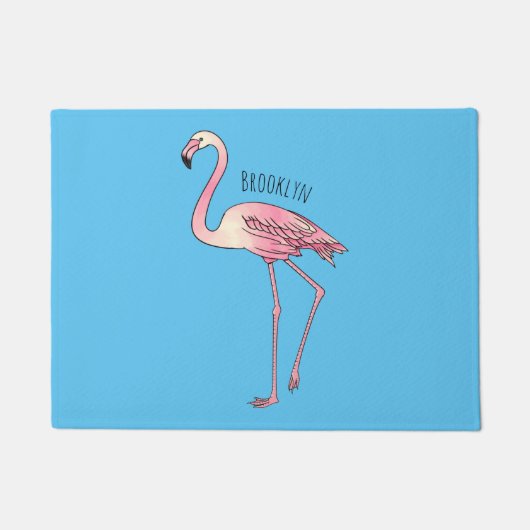 Abbildung des Flamingo-Vogel-Cartoon Fußmatte (Vorderseite)