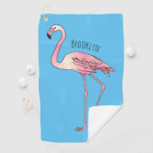 Abbildung des Flamingo-Vogel-Cartoon Golfhandtuch (Insitu)