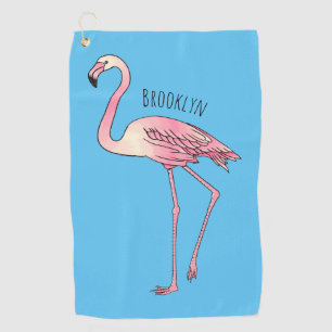 Abbildung des Flamingo-Vogel-Cartoon Golfhandtuch
