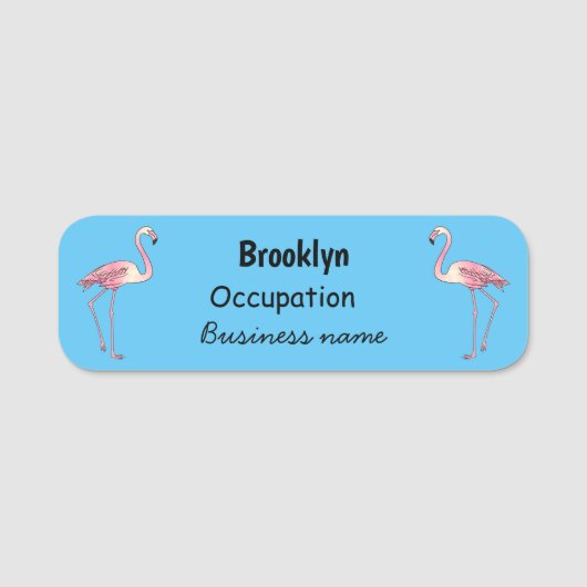 Abbildung des Flamingo-Vogel-Cartoon Namensschild (Vorderseite)