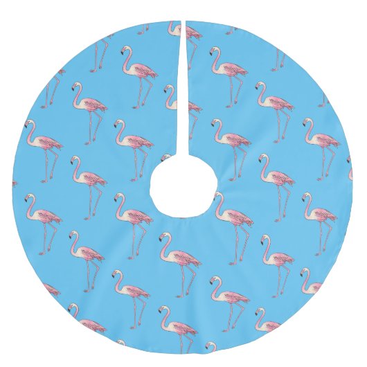 Abbildung des Flamingo-Vogel-Cartoon Polyester Weihnachtsbaumdecke (Vorderseite)