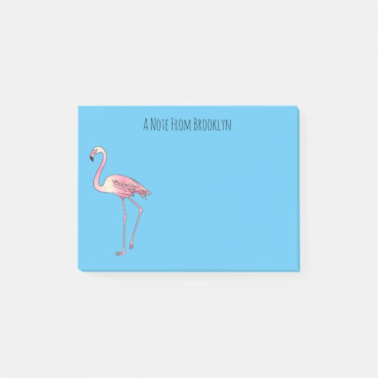 Abbildung des Flamingo-Vogel-Cartoon Post-it Klebezettel (Vorderseite)
