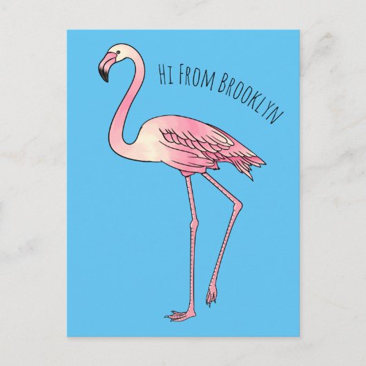 Abbildung des Flamingo-Vogel-Cartoon Postkarte (Vorderseite)