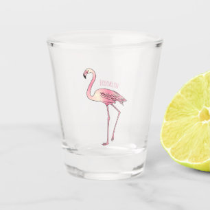 Abbildung des Flamingo-Vogel-Cartoon Schnapsglas