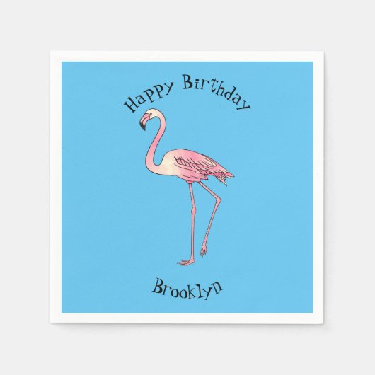 Abbildung des Flamingo-Vogel-Cartoon Serviette (Vorderseite)