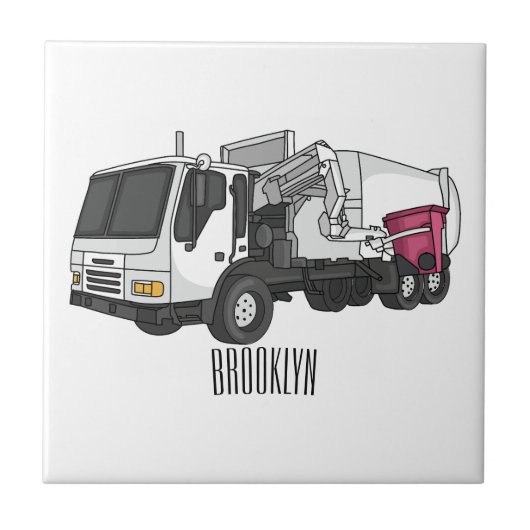 Abbildung des Garbage LKW-Cartoon Fliese (Vorderseite)