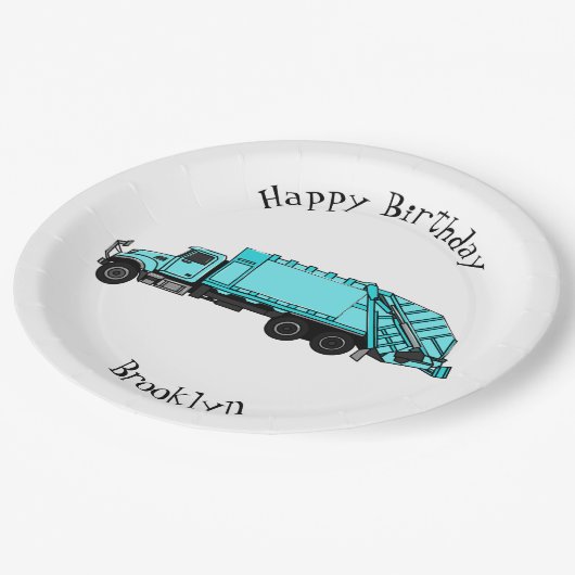 Abbildung des Garbage LKW-Cartoon Pappteller (Schrägansicht)