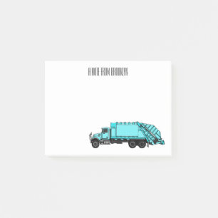 Abbildung des Garbage LKW-Cartoon Post-it Klebezettel
