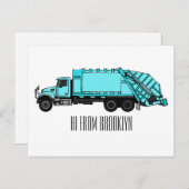 Abbildung des Garbage LKW-Cartoon Postkarte (Vorne/Hinten)