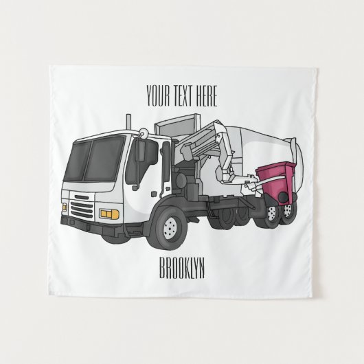 Abbildung des Garbage LKW-Cartoon Wandteppich (Vorderseite (Horizontal))