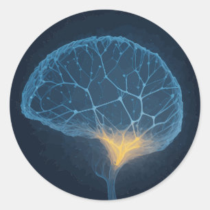 Abbildung des Gehirnnetzwerks mit Halos Runder Aufkleber