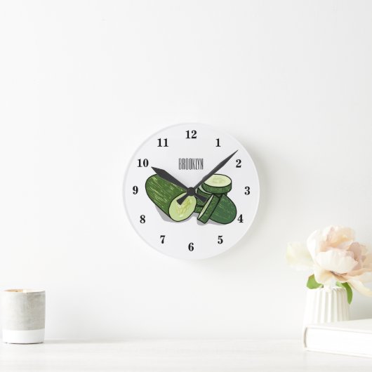 Abbildung des Gurkenkummers Cartoon Runde Wanduhr (Zuhause)