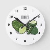 Abbildung des Gurkenkummers Cartoon Runde Wanduhr (Vorderseite)