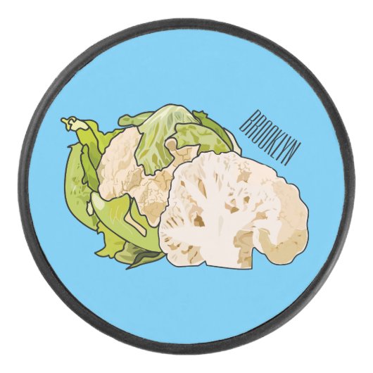 Abbildung des Kauliblumen-Cartoon Eishockey Puck (Vorderseite)