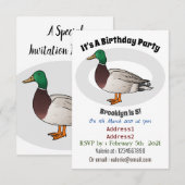 Abbildung des Mallard-Enten-Cartoon Einladung (Vorne/Hinten)