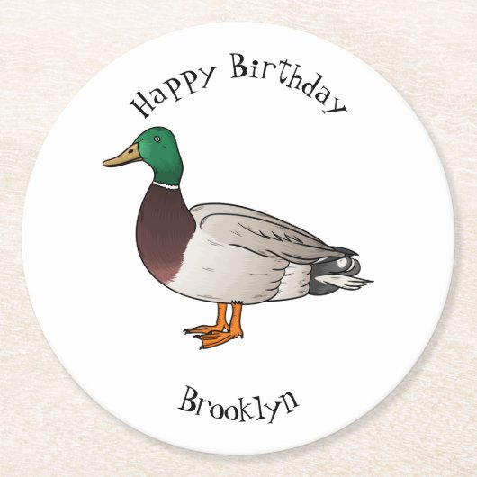 Abbildung des Mallard-Enten-Cartoon Runder Pappuntersetzer (Vorderseite)