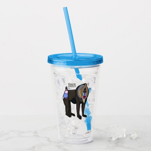 Abbildung des Mandrill Cartoon Acryltrinkbecher (Vorderseite Ice)
