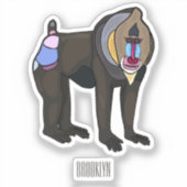 Abbildung des Mandrill Cartoon Aufkleber (Vorderseite)