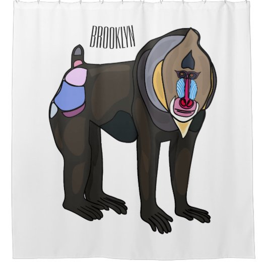 Abbildung des Mandrill Cartoon Duschvorhang (Vorderseite)