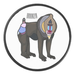 Abbildung des Mandrill Cartoon Eishockey Puck
