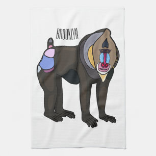 Abbildung des Mandrill Cartoon Geschirrtuch
