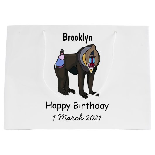 Abbildung des Mandrill Cartoon Große Geschenktüte (Vorderseite)