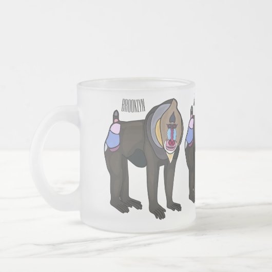 Abbildung des Mandrill Cartoon Mattglastasse (Links)