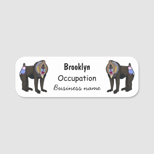 Abbildung des Mandrill Cartoon Namensschild (Vorderseite)