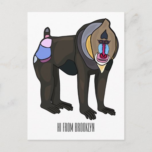 Abbildung des Mandrill Cartoon Postkarte (Vorderseite)