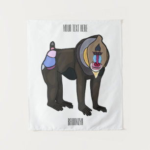 Abbildung des Mandrill Cartoon Wandteppich