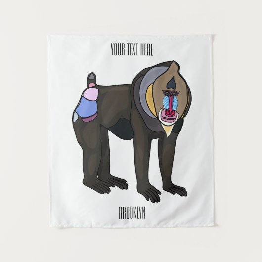 Abbildung des Mandrill Cartoon Wandteppich (Vorderseite)