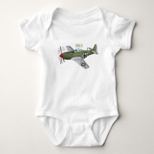 Abbildung des militärischen Flugzeug Cartoon Baby Strampler