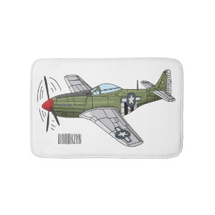 Abbildung des militärischen Flugzeug Cartoon Badematte