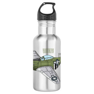 Abbildung des militärischen Flugzeug Cartoon Edelstahlflasche