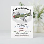 Abbildung des militärischen Flugzeug Cartoon Einladung (Stehend Vorderseite)