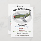 Abbildung des militärischen Flugzeug Cartoon Einladung (Vorne/Hinten)