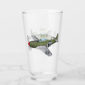 Abbildung des militärischen Flugzeug Cartoon Glas (Vorderseite)