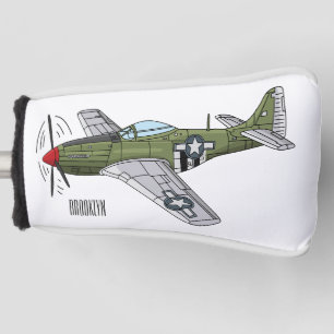 Abbildung des militärischen Flugzeug Cartoon Golf Headcover