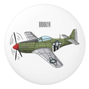 Abbildung des militärischen Flugzeug Cartoon Keramikknauf