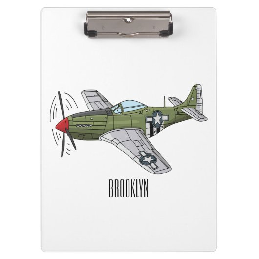 Abbildung des militärischen Flugzeug Cartoon Klemmbrett (Vorderseite)